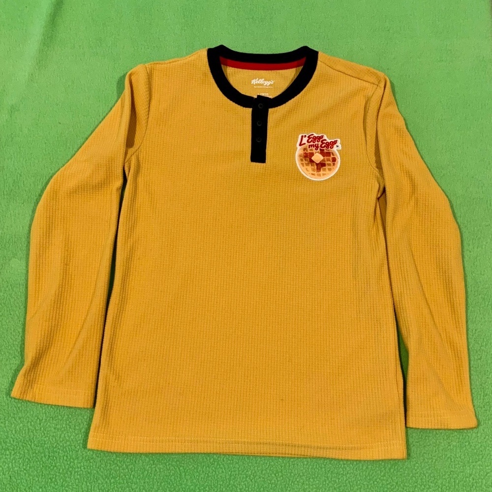 Kellogg’s L’Eggo My Eggo Long Sleeve Henley Shirt (L)